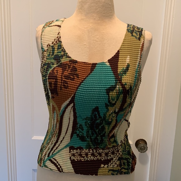 Sere Nade Abstract Print 2 Piece Top Set- Tank & Topper Cardigan Large - Picture 9 of 12